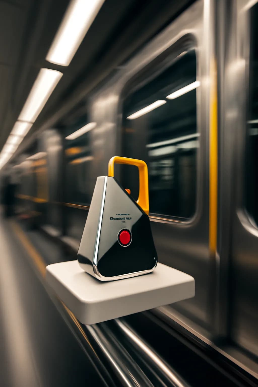 A realistic small workshop at night with warm lamps, precise tools, dust particles, and a cinematic handmade mood. a fast transit-adjacent glimpse with strong leading lines