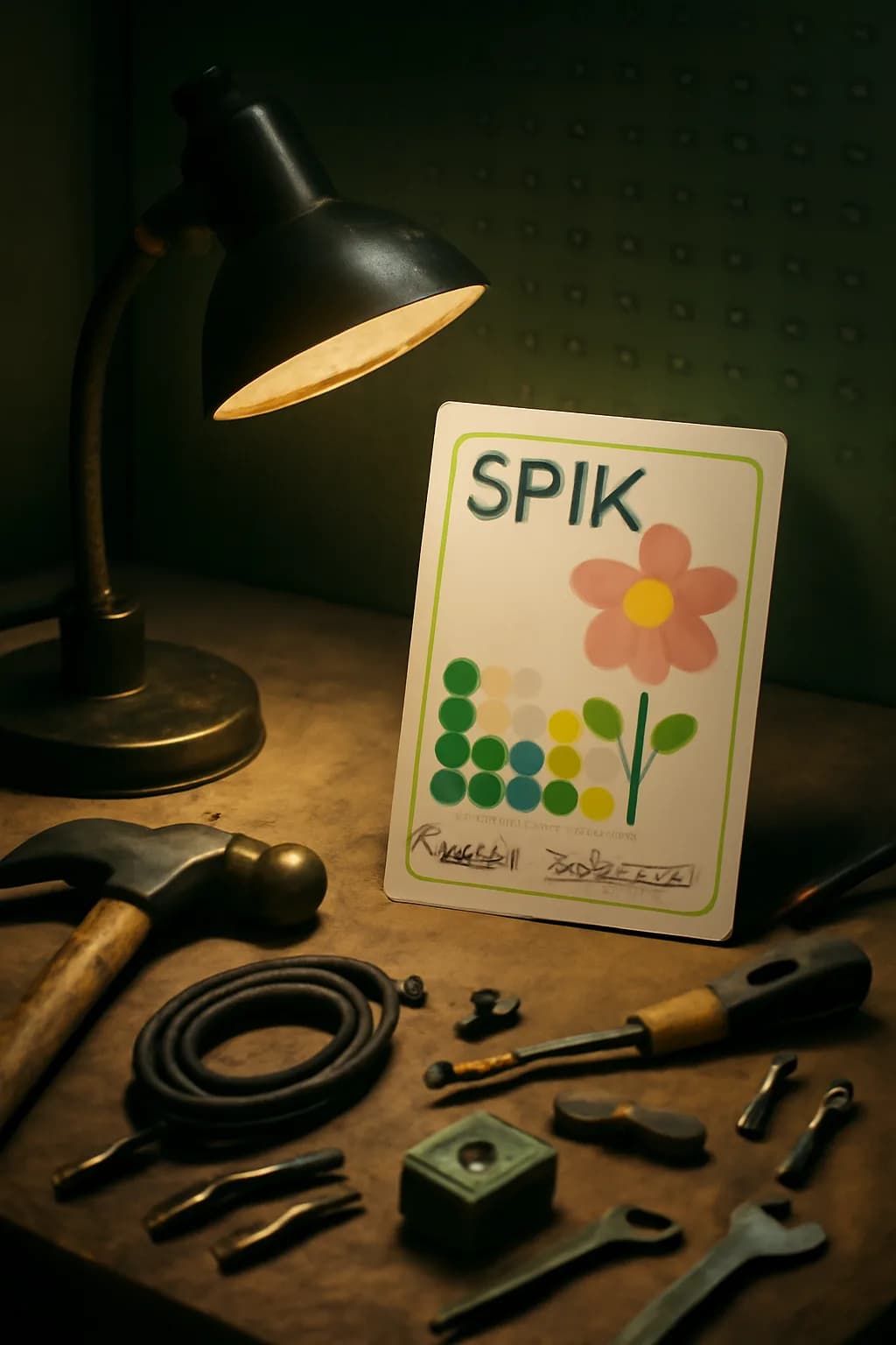 A realistic underground metro platform with a vivid flower installation, moody lighting, and cinematic depth. tight workspace scene with tools or components forming a visual rhythm