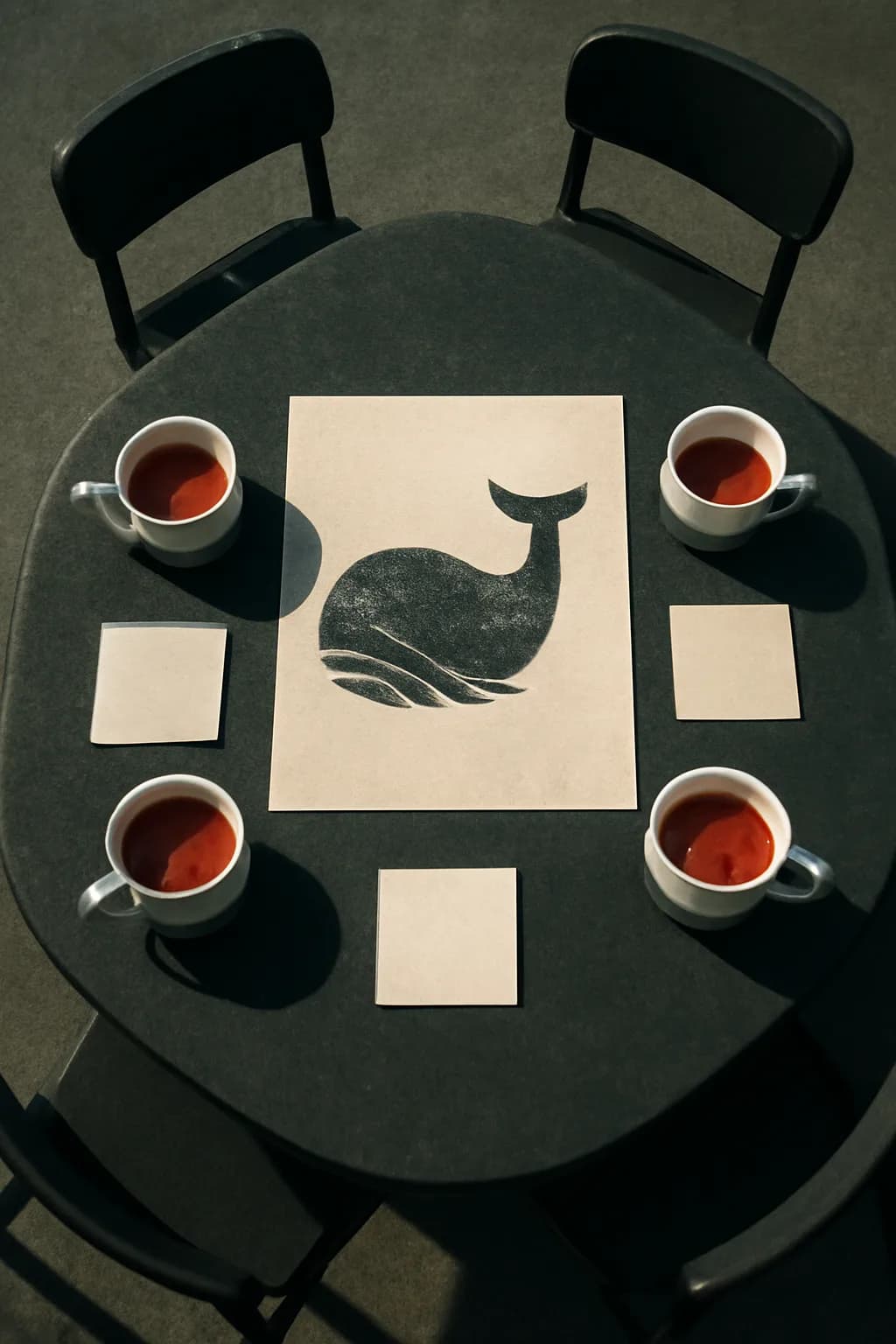 A realistic glass transit station in a desert at sunrise with warm light, long shadows, and a quiet futuristic mood. top-down scene arranged like a ritual table, each item instantly readable